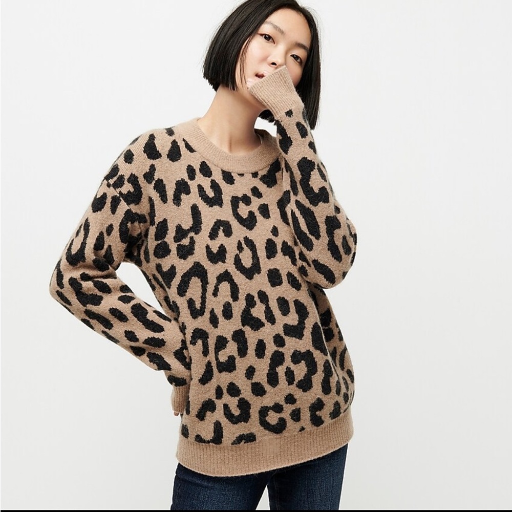 J.Crew Leopard print crewneck sweater